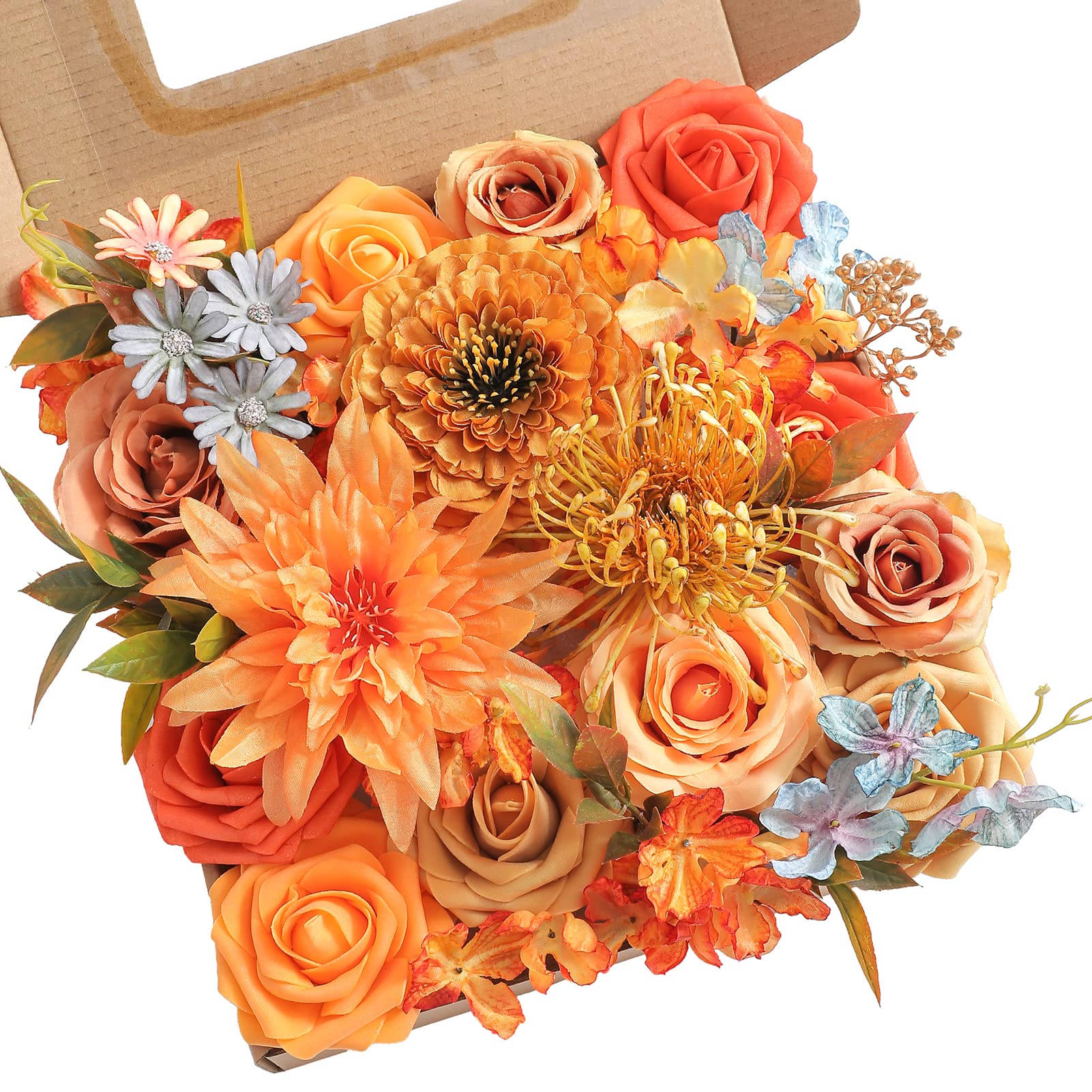 2点セット高級アーティフィシャルフラワーブーケオレンジレッド 造花ブーケ